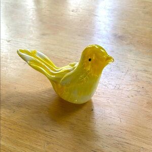Yellow and White Glass Bird Figurine